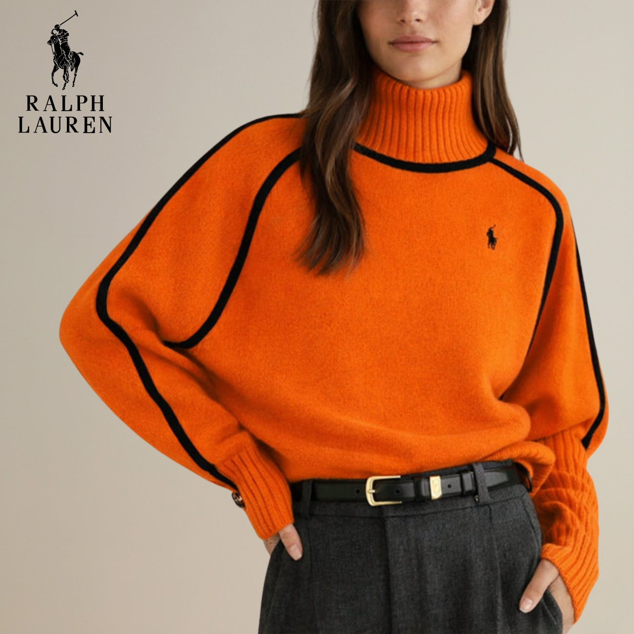 Jovana | סוודר אלגנטי עם צוואר גבוה בעיצוב קונטרסט