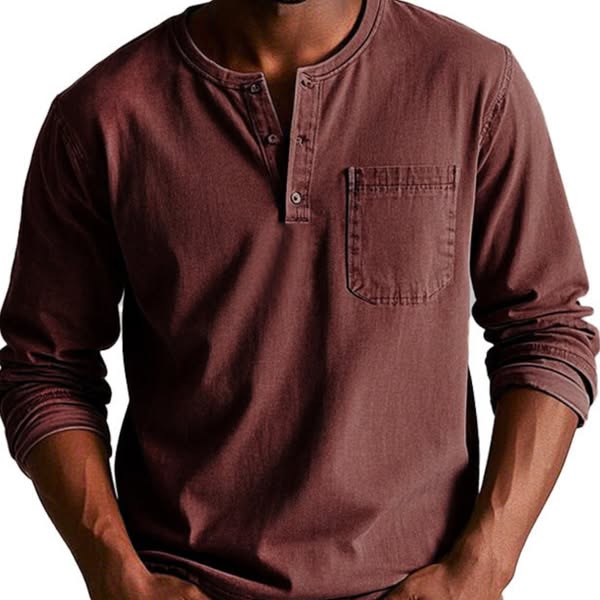 Cedric | חולצת טריקו עם שרוול ארוך וצווארון סוג הנלי