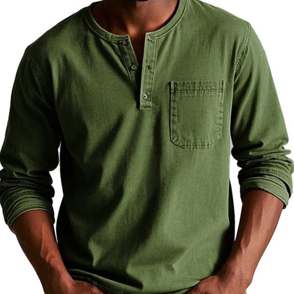 Cedric | חולצת טריקו עם שרוול ארוך וצווארון סוג הנלי