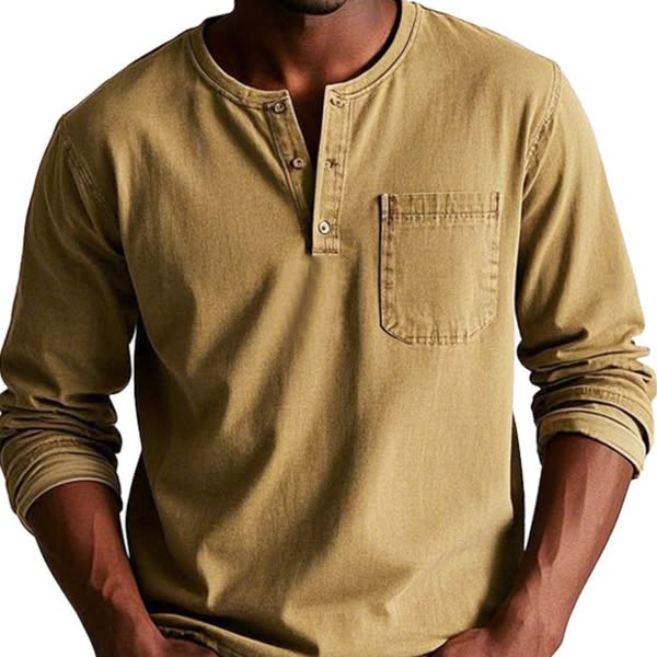 Cedric | חולצת טריקו עם שרוול ארוך וצווארון סוג הנלי