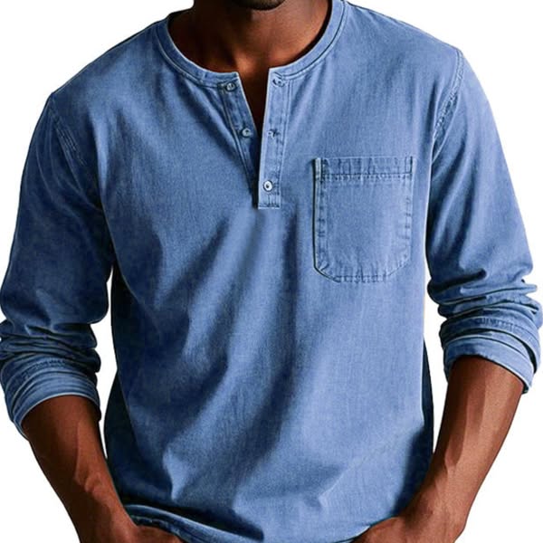 Cedric | חולצת טריקו עם שרוול ארוך וצווארון סוג הנלי