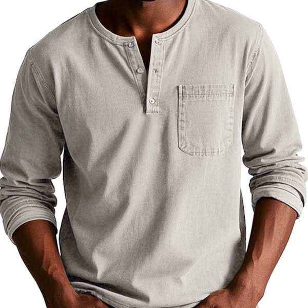 Cedric | חולצת טריקו עם שרוול ארוך וצווארון סוג הנלי