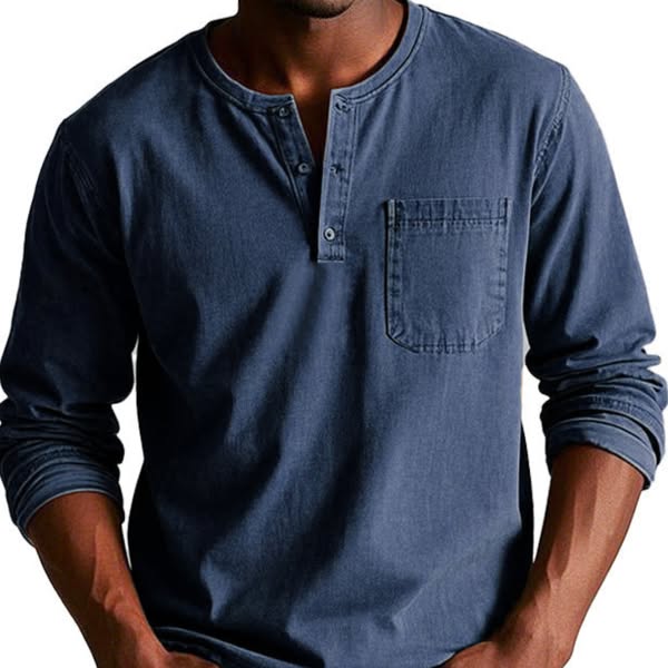 Cedric | חולצת טריקו עם שרוול ארוך וצווארון סוג הנלי