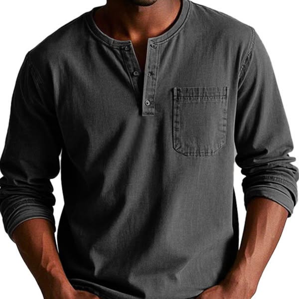 Cedric | חולצת טריקו עם שרוול ארוך וצווארון סוג הנלי