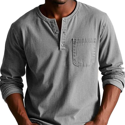 Cedric | חולצת טריקו עם שרוול ארוך וצווארון סוג הנלי