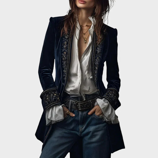 Sofía | ז'קט קטיפה עם רקמה