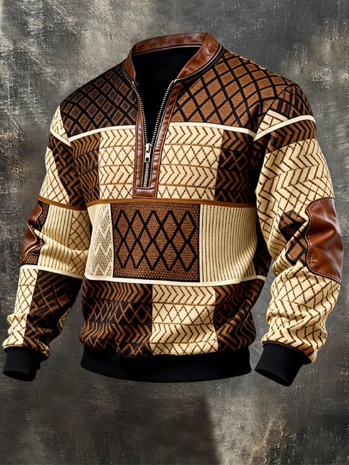 Edgar | סוודר רטרו לגברים עם הדפס גיאומטרי