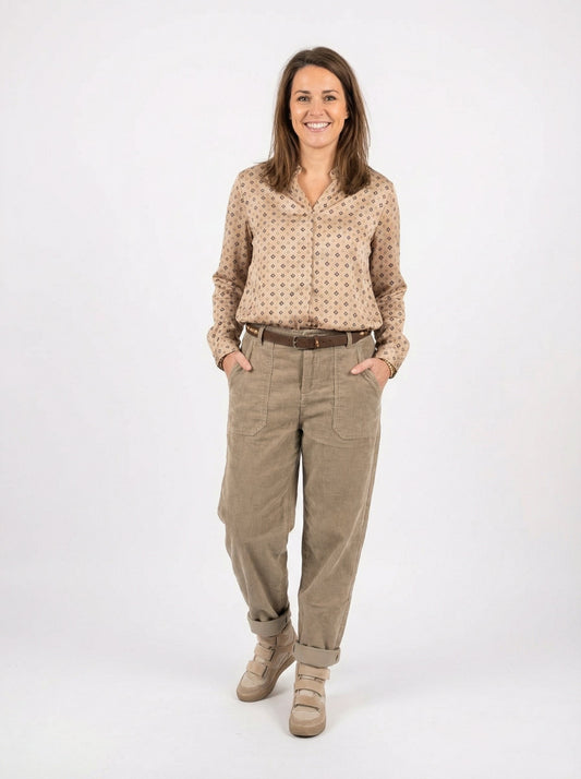 Rania | מכנסי ברל בשי וולוטו סטרץ' לנשים