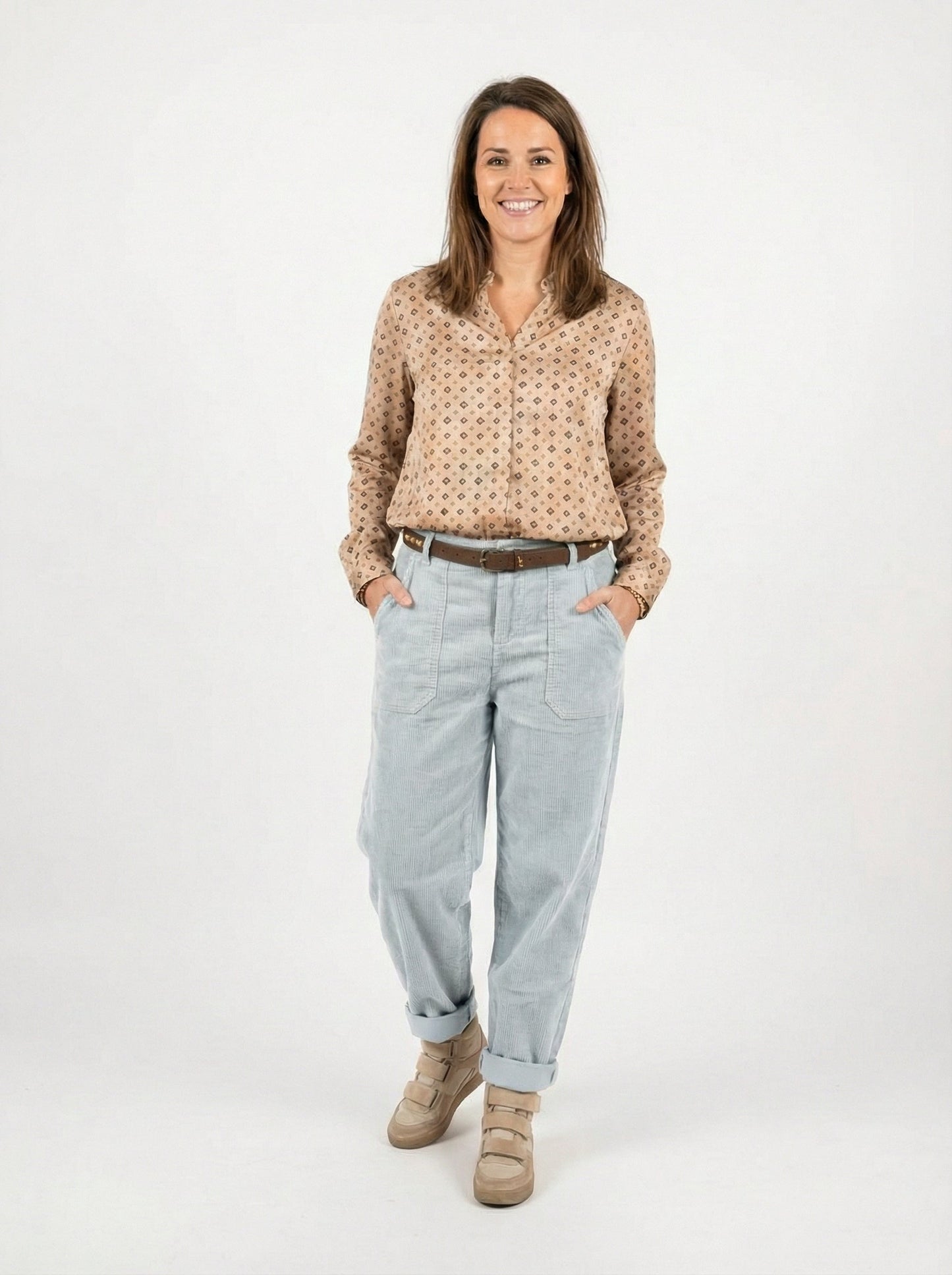 Rania | מכנסי ברל בשי וולוטו סטרץ' לנשים